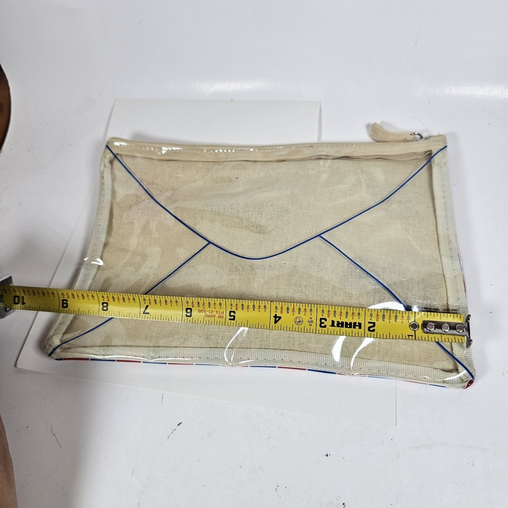 Par Avion Paris Envelope Cosmetic Make Up Bag NEW 9" X 6" Clear Back - Picture 5 of 5